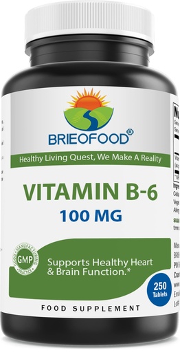 [BRSW2YIKAQIAY3Q7] Brieofood Vitamin B6 100 mg 250 Tablets
