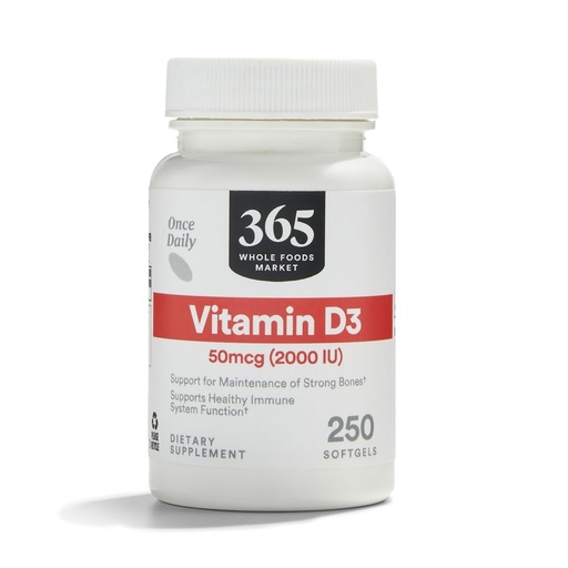 [BRSWGZQCB56WYDQ3] 365 by Whole Foods Market, Vitamin D3 2000 IU, 250 ct