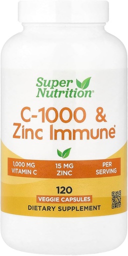 [BRSWYFIQDJYAE2YU] SuperNutrition, C-1000 & Zinc Immune, Seasonal Support Formula*, Antioxidant Protection*, 120 Day Supply (Packaging May Vary)