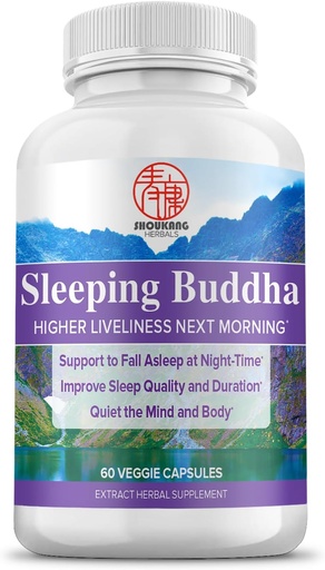 [BRSRO2Y2CEGWA3Y6] Herbal Chinese Medicine Suplementos para la calidad del sueño y la duración, Sleeping Buddha HERBALS, Quiet The Mind and Body, 60 cápsulas