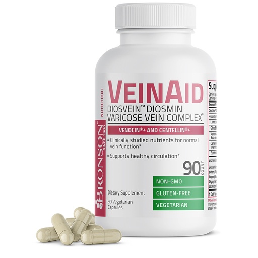 [BRSWGCD5OIMBYFY3] Bronson VeinAid Diosmin 1000mg DiosVein Varicose Vein Complex with Venocin & Centellin, 90 Vegetarian Capsules