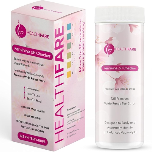 [BRSW2YIOOYIGAYLU] Healthfare Feminine pH Checker Test Strips to Monitor Intimate Health, Balance pH Level 3.0-5.5 | Accurate Test Kit for Women's Vaginal Alkalinity & Acidity Balance [125 Strips]