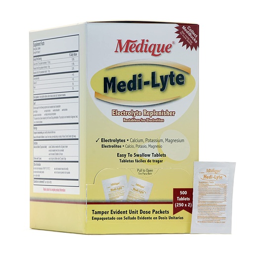 [BRSWIYT7AQFRCHI5] Medique Medi-Lyte Electrolyte Replenisher, Fast Relief from Heat, Stress, Fatigue, and Muscle Cramping, Easy to Swallow Tablets, 500 Tablets (250 x 2)