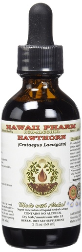 [BRSWKE32BUIBEDI5] Hawaii Pharm Hawthorn Alcohol-Free Liquid Extract, Hawthorn (Crataegus Laevigata) Dried Berry Glycerite 2 oz