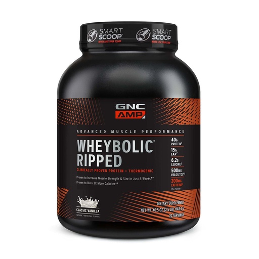 [BRSWYFIQA4HBYHL5] GNC AMP Wheybolic Ripped - Classic Vanilla (22 Servings)