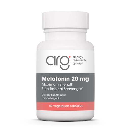 [BRSWKEY7BF5R6FDM] Allergy Research Group Melatonin - Delivers 20 mg Melatonin - Maximum Strength - Supports Healthy Sleep Patterns & Optimized Absorption - 60 Servings - 60 Tablets