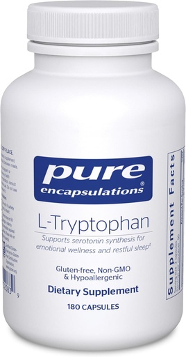 [BRSWGGTRBVYGAYL7] Pure Encapsulations L-Tryptophan , Amino Acid supplement for chillation, Serotonin Support, PMS, and sleep* | 180 Capsules