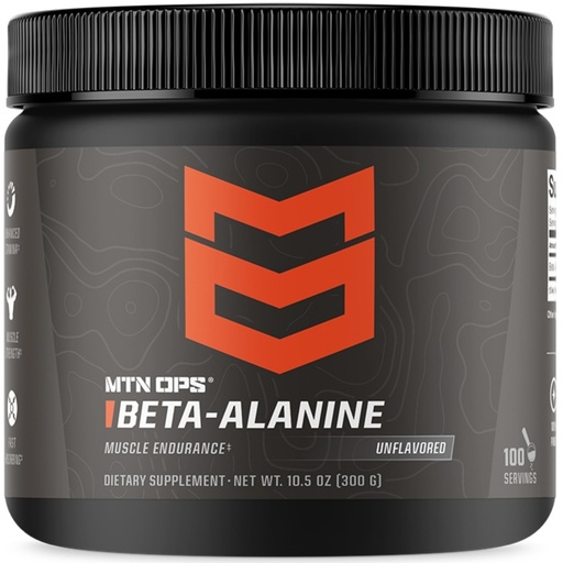 [BRSRAZT6DMBRAGQ7] MTN OPS Beta Alanine Powder Pre Workout for Muscle Endurance & Strength, 3g of Beta Alanine per Serving, Unflavored 100 Servings