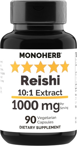 [BRSROFTQA4IWMALK] MONOHERB Reishi 버섯 추출물 1000 mg - 90 채식 캡슐