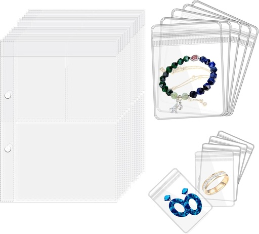 [BRSRAGL4OZYRSFL7] Travel Jewelry Organizer Case Transparent Jewelry Storage Book Binder Bag for Earrings, Rings, Necklace, Bracelet,Inner Pages and Pouches