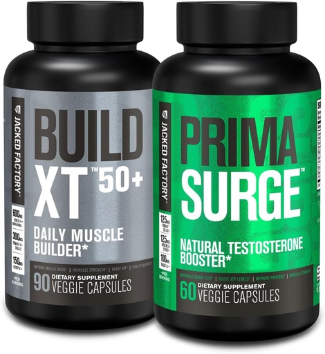 [BRSRAGANCEPWECA7] Jacked Factory constrúe XT 50+ Daily Muscle Builder (90 cápsulas) Impulsor de testosterona para homes (60 cápsulas) para a vitalidade, crecemento muscular e enerxía
