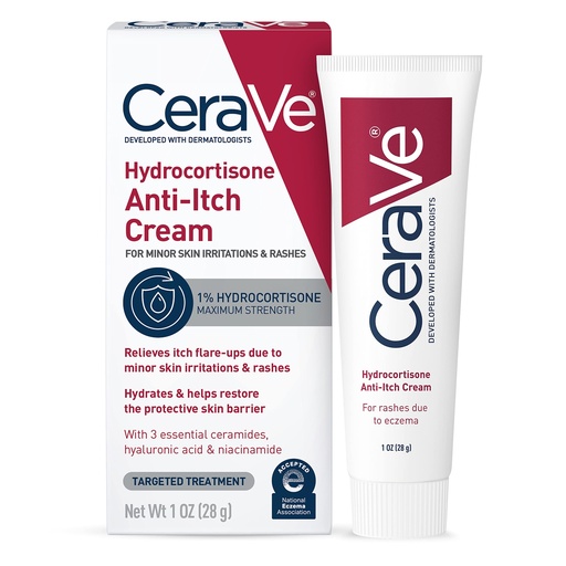 [BRSWIC36CIORAYLE] CeraVe 1% Hydrocortisone Anti-Itch Cream, Fragrance-Free Relief for Eczema-Prone & Dry Skin, 1 Ounce