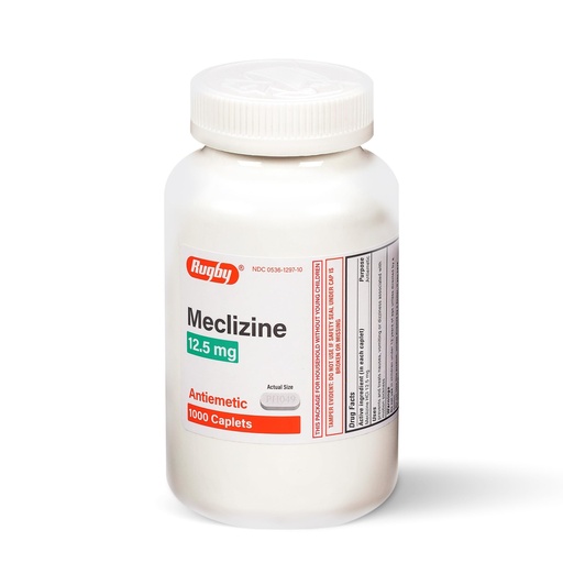 [BRSW22YCOYHWG3YZ] Rugby Meclizine 12.5 mg Antiemetic Caplets for Symptoms Related to Motion Sickness– Travel and Cruise Essentials, 1000 Caplets