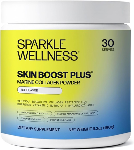 [BRSRAGIQBBYA2FYU] Sparkle Wellness Marine Skin Boost Plus (No Flavor) [30-Serves] | Collagen Powder Supplement with Marine-derived VERISOL Bioactive Hydrolyzed Collagen Peptides, Vitamin C & Hyaluronic Acid
