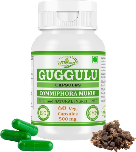 [BRSROCT7O4MBYA3B] Daxili və Pure Herbal COMMIPHORA Mukul (Guggulu) Ekstraktlar / Yüksək Potensial, 100% Herbal Product | 60 X 500 mq paketi. Veg. Kapsüller ( 1 Jar Pack)