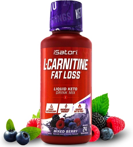 [BRSWGGT6CAFWG2DZ] iSatori L-καρνιτίνη 1500, τριπλό-Blend Liquid L Carnitine συμπλήρωμα, με Acetyl & Tartratate, διεγερτική ελεύθερη ενέργεια, χαμηλή θερμίδες, ζάχαρη ή γλουτένη, Κετο-φιλική, μικτή γεύση μούρου (24 μερίδες)