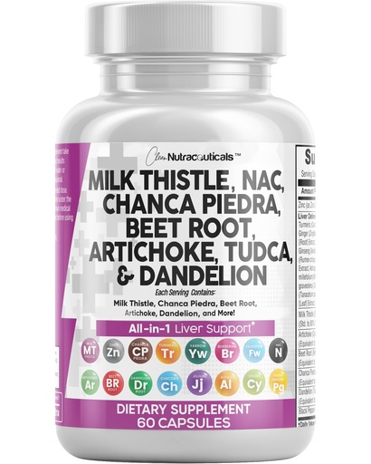 [BRSRMFL6BZ6G2F3H] Clean Nutraceuticals Milk Thistle NAC Chanca Piedra Beet Root Artichoke Astragalus Dandelion Root - Liver Cleanse Detox & Repair Supplement Plus TUDCA Choline & Ginger - 1Pack