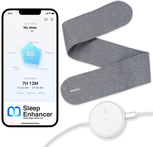 [BRSRAGI5DEHWOYD2] Innovativo Sleep Enhancer - Non-Contact Sleep Tracking Pad con analisi del sonno, allarmi di vibrazione, Disturbante di respirazione e monitoraggio della frequenza cardiaca - Sleep Tracker per una migliore qualità del sonno