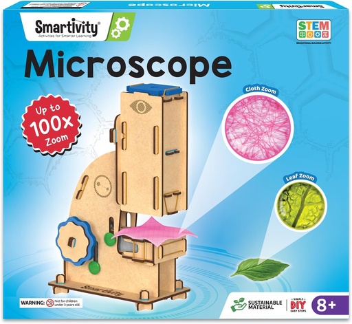 [BRSW2CYRC4IBGHL5] Smartivity Microscope 100x Zoom STEM Toy for Kids Age 8 to 14 Years Old | Cool Birthday Gifts Ideas for Boys & Girls | DIY Science Toys for 8,9,10,11,12,13,14 Years I Wooden Engineering Game