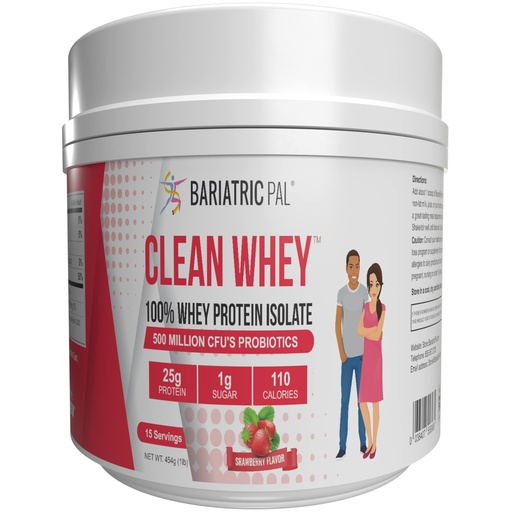 [BRSRMYYZAR4A4DTP] BariatricPal Clean Whey Protein (25g) with Probiotics - Strawberry (15 Servings)