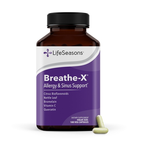 [BRSWGZIOBN7Q4YD2] Breathe-X - Allergy & Sinus Relief Supplement - Supports Sinuses & Nasal Discomfort - Non-Drowsy & Fast-Acting - Quercetin, Bromelain, Citrus Bioflavonoids, Nettle Leaf & Vitamin C - 180 Capsules