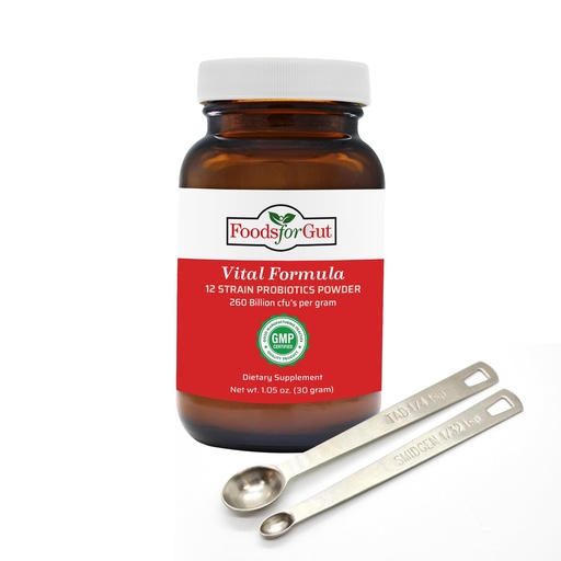 [BRSRMZTRCMPGCDLB] Foods For Gut Vital Formula 12 Strain Probiotics Powder 260 Billion CFU | Made in USA | Digestive & Immune Support | High Potency | 30 Grams (1.05 Oz)