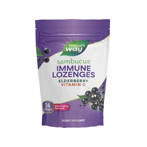 [BRSWGCAOA4OWMFLG] Nature's Way Sambucus Elderberry Lozenges, 1000 mg Vitamin C Per Serving, Wild Cherry, 24 Count