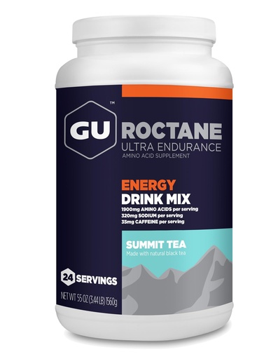 [BRSWKHQHOV6R2CL2] GU Energy Roctane Ultra Endurance Energy Drink Mix, Vegan, Gluten-Free, Kosher, 35mg of Caffeine, and Dairy-Free n-the-Go Energy for Any Workout, 3.44-Pound Jar, Summit Tea