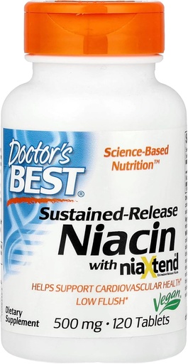 [BRSWIHAHDEJWOCDY] Doctor's Best Real Niacin Extended Release, 500 mg, 120 Count