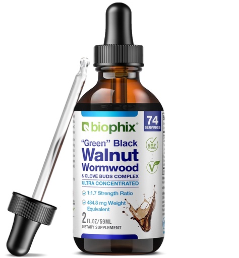 [BRSWIAYHOAIBS3LE] biophix Fresh Green Black Walnut Wormwood Complex - 2 oz Liquid Drops - Advanced Intestinal Cleanse & Digestive Balance with Clove Bud - Potent Herbal Formula for Gut Health - Made in USA