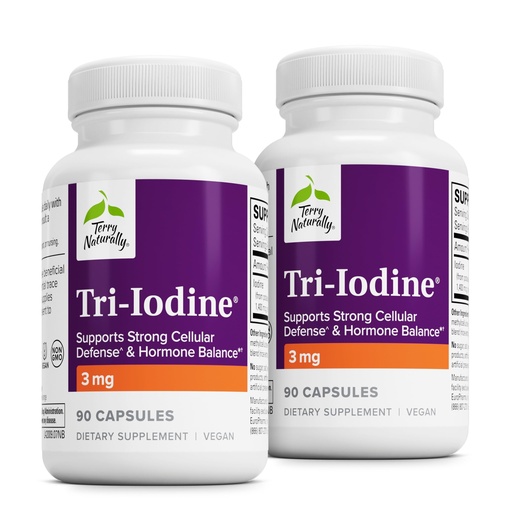 [BRSROEI2CN4BSAY4] Terry Naturally Tri-Iodine - Dietary Supplement for Breast & Prostate Health Support - Healthy Thyroid Function Supplement Aid - 3 mg, 90 Capsules, 2 Pack