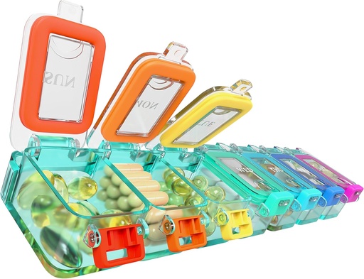 [BRSROBLYAUMGAALJ] BEXEEN Weekly Medicine Pill Organizer Waterproof 7 Day Large Pill Box Daily Pill Case Cute Vitamin Organizer Portable Pill Container Travel Pills Holder XL Supplement Medication Dispenser One a Day