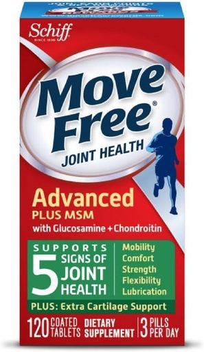 [BRSWIFD6OZ7R6F3I] Move Free Advanced Plus MSM, 120 tablets - Joint Health Supplement with Glucosamine and Chondroitin (Pack of 12)