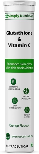 [BRSRAATRDMPAIHTD] Glutathione with Vitamin C,for Healthy and Youthful Skin - Evens Skin Tone for Men & Women. Sugar-Free, Orange Flavour, 15 Effervescent Tablets (Pack of 1)
