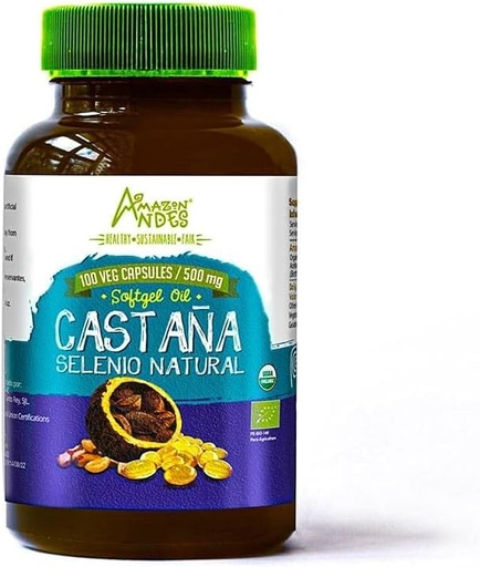 [BRSW2FATCMHA2HIY] Andes Brazil Nuts olio capsule - ricca fonte di selenio e zinco - Ricap effetto ormonale - Vegan, non OGM, senza glutine & Fairly Traded - 100 pillole Softgel (500mg) - Certificato USDA - Made in Peru