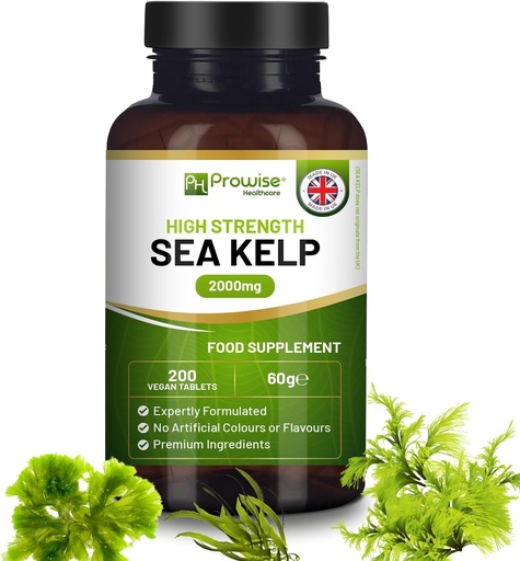 [BRSROEAPBAIAGC34] Sea Kelp 2000mg 200 Vegan Tablets | Natural Source of Iodine | Premium Ingredients | Proudly Made in The UK by Prowise