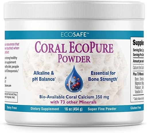 [BRSWICT5BIHRACTI] Coral Ecopure Powder, Coral Calcium Powder supplement with Coral Minerals - 16 Ounces