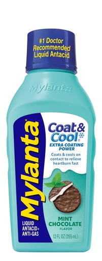 [BRSWYYD3OEMQGAL2] Mylanta Heartburn and Gas Relief, Liquid Antacid, Coat & Cool Formula, Mint Chocolate Flavor, 12 Fl Oz