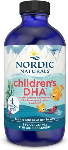 [BRSWIYA6C4FBQHTE] Naturales nórdicos DHA, Fresa - 8 oz para niños - 530 mg Omega-3 con EPA &amp; DHA - Desarrollo del cerebro " Función - No GMO - 96 Servimientos