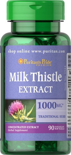 [BRSWIZQ3OVYQMGAV] Puritan 's Pride Milk Thistle 1000mg, 4: 1 kivonat (Silymarin), 90 gróf