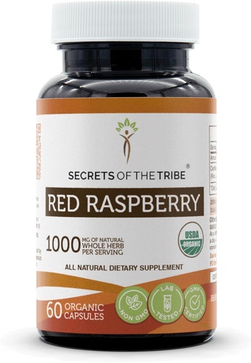 [BRSROEI2CMIRUYLG] Secrets of the Tribe Red Raspberry USDA Organic Capsules | Certified Organic Vegetarian Capsules, Herbal Dietary Supplement | Rubus idaeus Dried Leaf (60 Count)