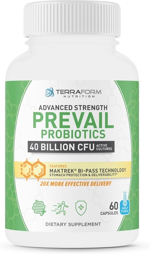 [BRSWGAD7AF4BYFIZ] Prevail Probiotics – 40 Billion CFU, Patented Stomach Protection & Deliverability – Best for Immunity & Gut Health – Shelf Stable with Potency Guarantee – 1 Month Supply
