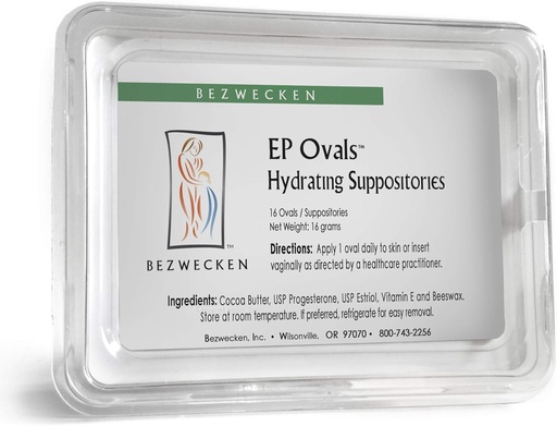 [BRSWGGIQOYPBYFIV] Bezwecken E.P. Ovals - 16 Oval Suppositories - Profesionalki formulatua Menopausal Women-eko Vaginal Dryness arintzeko - Progesterone eta Estriol-en nahasketa esklusiboa - Lubrication Natural Vaginal