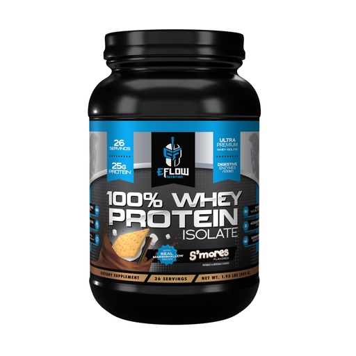 [BRSW2ZI2OZ5R43DK] eFlow Nutrition 100% Whey Protein Isolate - Gluten & Lactose-Free Digestive Enzymes Added, Low Carb, Post Workout Shake, Fast Digesting for Optimal Muscle Recovery - S'Mores (26 Servings)