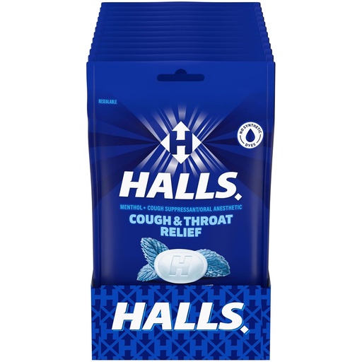 [BRSWIZQLBAPWGAIZ] HALLS Cough and Throat Relief Mentho-Lyptus Cough Drops, 12 Bags of 30 (360 Total Drops)