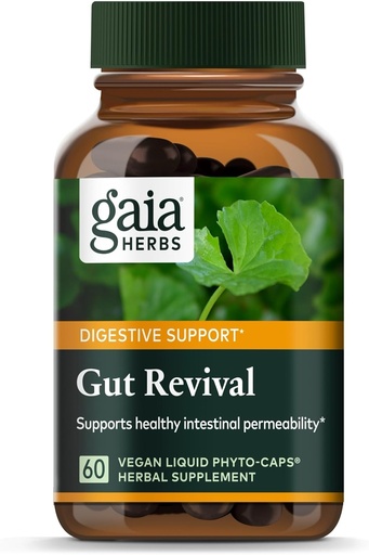 [BRSROGI2OIAWMFDF] Gaia Herbs Gut Revival - Herbal Digestive Supplement to Support Gut Health - Made with Astragalus, Gotu Kola, Jujube & More - Free from Dairy, Soy & Gluten - 60 cápsulas Vegan (60 porcións)