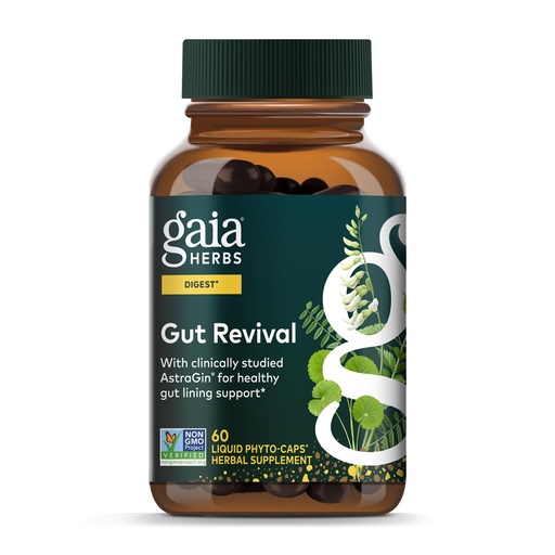 [BRSROGI2OIAWMFDF] Gaia Herbs Gut Revival - Herbal Supplement to Support Healthy Gut Lining* - Made with AstraGin, Gotu Kola, Jujube & More - Free from Dairy, Soy & Gluten - 60 Vegan Liquid Phyto-Caps (60 Servings)