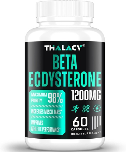 [BRSRMFIHOZYA2DTL] 1200MG Beta Ecdysterone Supplement, 98% Maximum Purity Ecdysterone Supplements for Lean Muscle Mass, Athletic Performance & Strength, 60 Capsules