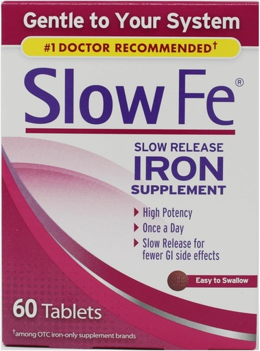 [BRSWGZIROECA23YZ] Slow Fe, High Potency Iron 45 mg, Slow Release - 60 Tablets - Pack of 3