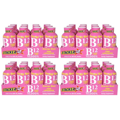 [BRSROFQHCF7GCGQZ] Stacker 2 Pink Lemonade B12 Energy Shot, 2oz (Pack of 48)